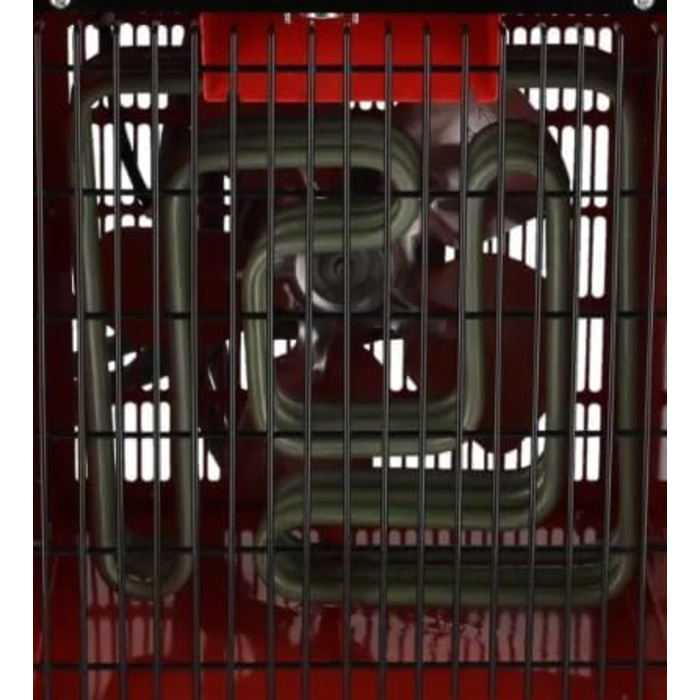 Електричний вентилятор-обігрівач DEDRA 5 кВт, 400 В, квадратний, червоний, для добре ізольованих приміщень, термостат, захист від перегріву, три режими роботи, контроль температури, металевий корпус, до 50 м Потужність 5000 Вт, площа обігріву 50 м