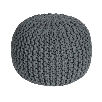 Пуф Homescapes, в&39язаний, кругла подушка на підлогу, сидіння-пуф 35 x 40 см, м&39який пуф, сидіння-пуф/пуф з товстим в&39язаним чохлом, виготовлений зі 100 бавовни, в&39язаний пуф, сірий