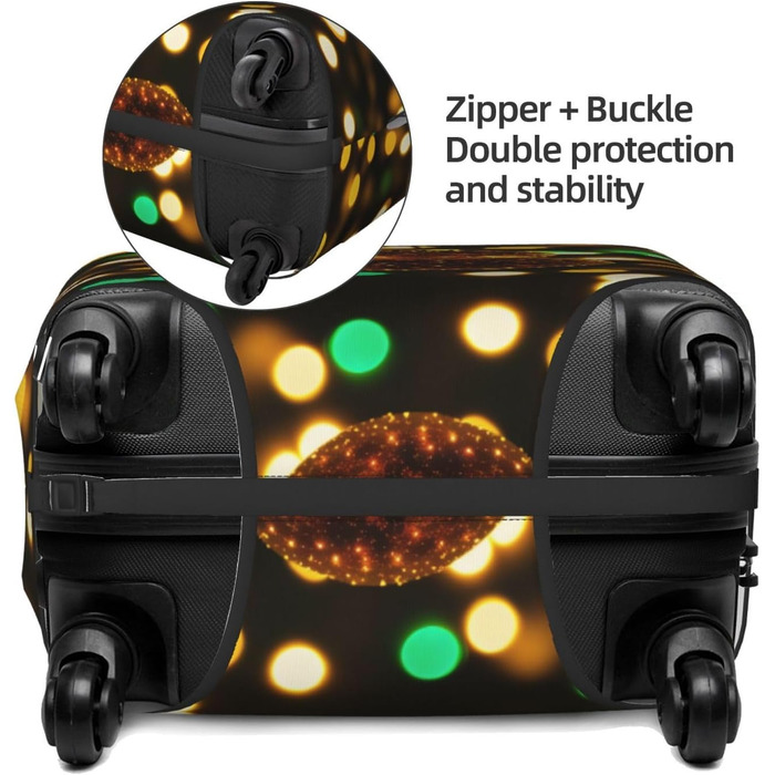 Блискуча різдвяна прикраса для валізи, захисний чохол для багажу, міцний захист для валіз розміром 45.7 - 81.3 см, малий розмір, Чорний