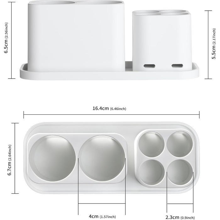 Тримач насадки для зубної щітки Gsocel, тримач для зубної щітки Електрична зубна щітка для зберігання 4 насадки для зубних щіток і 2 тримачі для зубної пасти ABS, білий