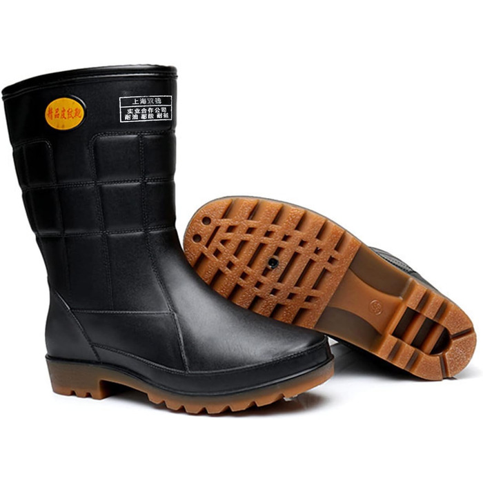 Чоловічі гумові чоботи до середини литки, водонепроникні, нековзні, чорні, ПВХ, для дорослих, робочі гумові чоботи, розмір 43 EU, чорні