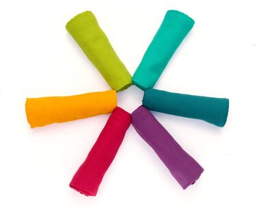 Кольорові серветки для відрижки (веселка, набір 6, 80x80 см) - Кольорові муслінові пелюшки, муслінові серветки 100 бавовна, сертиф