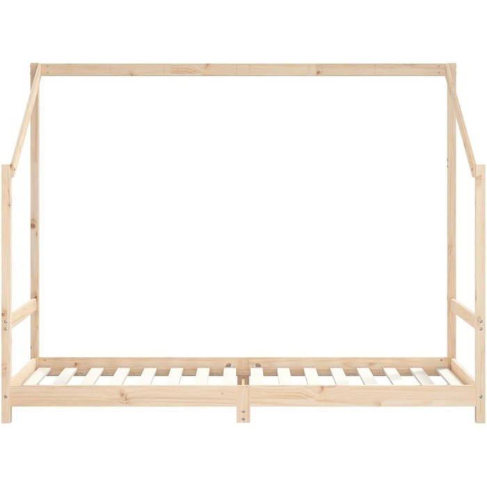 Дитяче ліжко 2x(80x200) см з масиву сосни з міцним каркасом та дихаючими фанерними ламелями для гарної підтримки матраца 205,5 x 171 x 158 см Натуральний колір