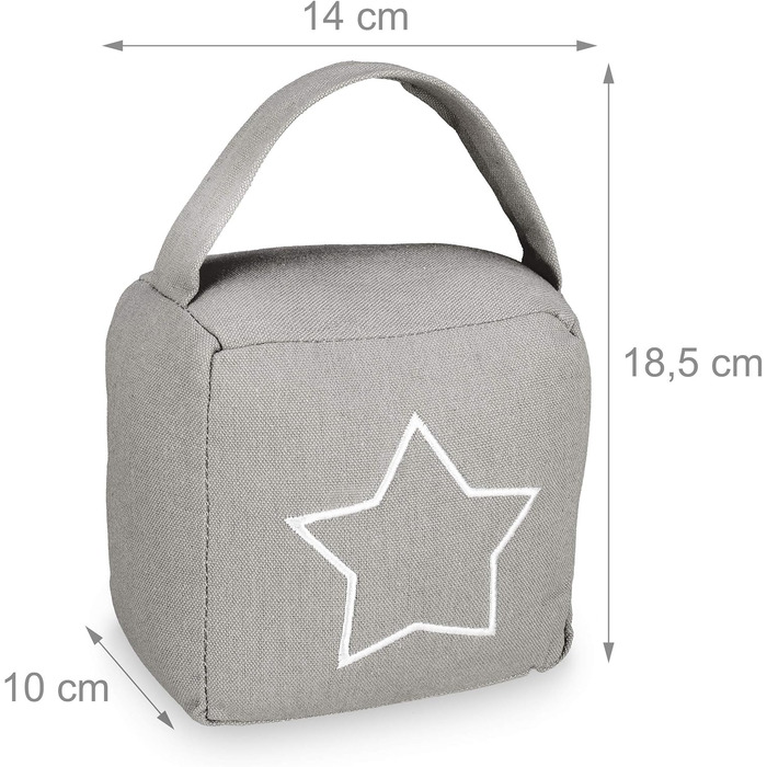 Мішок для обмежувача дверей Relaxdays, сучасний мішок для дверей у вінтажному дизайні, підлоговий, тканинний обмежувач з ручкою, 1