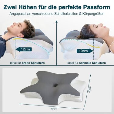 Ортопедична подушка для шиї з піни з ефектом пам&39яті та подушка для підтримки шийного відділу хребта ергономічна подушка-метелик для сну на боці та на спині від болю в шиї, регульована по висоті та яку можна прати
