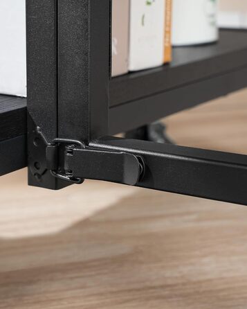 Розкладний обідній стіл, кухонний стіл, мобільний стіл, розкладний стіл з 6 коліщатками, що блокуються, та 2 полицями, для кухні, вітальні, квартири, сільський коричневий та чорний DTCZ01BF Рустикальний коричневий, чорний