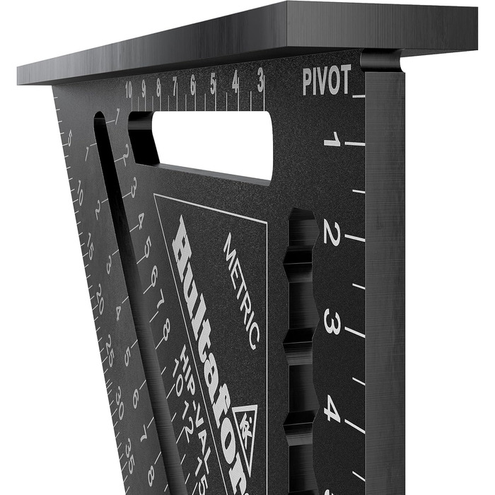 Трикутник для огорожі 5 в 1 180 мм I Hultafors I Столярний кутник з ЧПУ, фрезерований з алюмінію I Столярний кутник для розмітки, вимірювання та креслення I Вкл. таблицю перерахунку I 257010