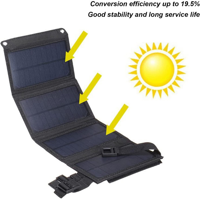 Портативна сонячна панель потужністю 20 Вт, складний USB-зарядний пристрій для сонячної панелі, водонепроникність IP65, USB-вихід, розгорнуті сонячні панелі 480x185 мм для телефону, ноутбука, планшета тощо