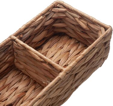 Кошики для зберігання водяного гіацинта, плетені прямокутні з 3 відділеннями, органайзер для прокладок та тампонів для ванної кімнати, 37 см x 12 см x 8 см