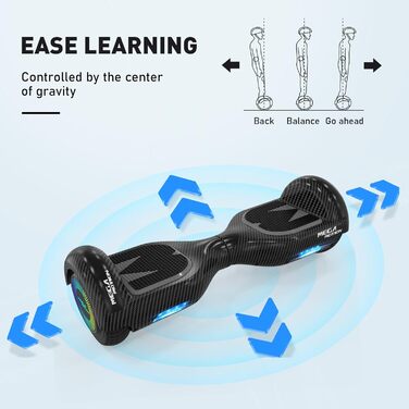 Гіроскутер MEGA MOTION для дітей – 6,5-дюймові двоколісні самобалансуючі з Bluetooth-динаміком, крутим колесом, що світиться, та світлодіодними ліхтарями, подарунок для дітей та підлітків, колір сажа