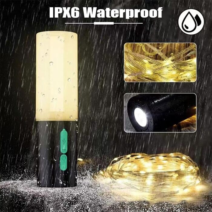 Ліхтар для кемпінгу з підсвічуванням, акумуляторний ліхтарик 4-в-1, 1000 люмен, IPX6