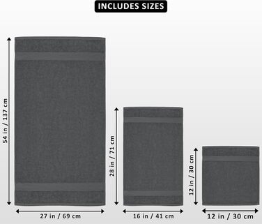 Рушники Utopia - набір бавовняних рушників з 8 предметів з вішалкою - 2 банних рушники, 2 рушники для рук та 4 мочалки - (сірий)