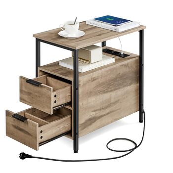 Приліжковий столик VASAGLE з подовжувачем, 2 шухляди, диван-столик, тумбочка для вітальні, спальні, колір верблюжого коричневого кольору - чорнильний LET325K01 1 колір верблюжого коричневого кольору чорнильний чорний