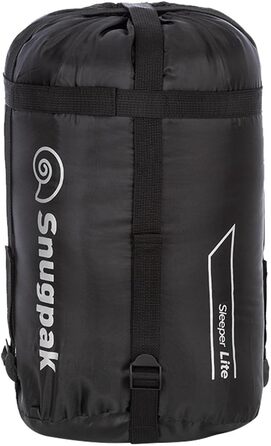 Спальний мішок Snugpak Sleeper Lite WGTE Mummy з утепленою підкладкою, регульованим капюшоном, плечовою фіксацією, боковими блискавками, блискавкою, що запобігає зачіпанню, для кемпінгу та використання на природі, чорний онікс, блискавка з лівого боку