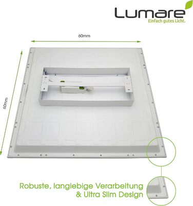Світлодіодна панель Lumare Вбудований світильник 40 Вт Система стельова плоска 620х620мм квадратна Стельовий світильник 4800лм в т.ч. трансформатор Стеля Оденвальда, світильник Оденвальда Офісна лампа Louvre Lamp 4000K нейтральний білий 620мм x 620мм