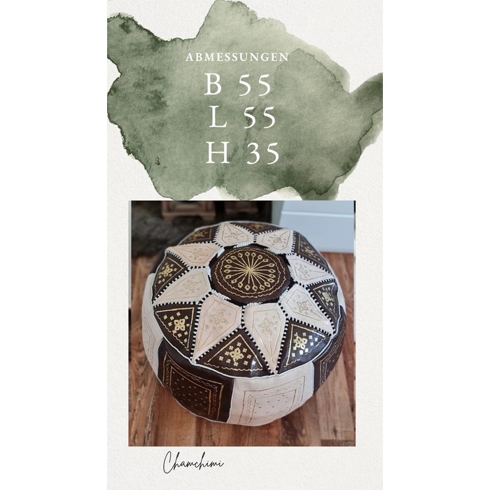 Пуф, ручної роботи з марокканської натуральної шкіри, зручна подушка на підлогу для дорослих, круглий пуф для сидіння 55x35 см, коричневий пуф для ніг, подушка сидіння (без наповнювача)