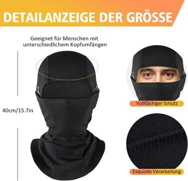 Зимова балаклава, 2 шт., для чоловіків та жінок, вітрозахисна термомаска для обличчя/лижної маски для спорту на свіжому повітрі, велоспорту, катання на лижах, мотоцикла, велосипедів, один розмір, чорнийчорний