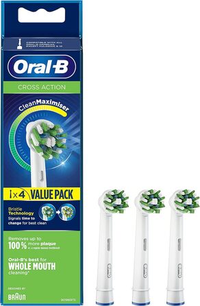 Змінні головки Oral-B Crossaction з технологією CleanMaximiser, зелень, 4 шт. и (1 упаковка) Зелень 4 шт. и (1 упаковка)