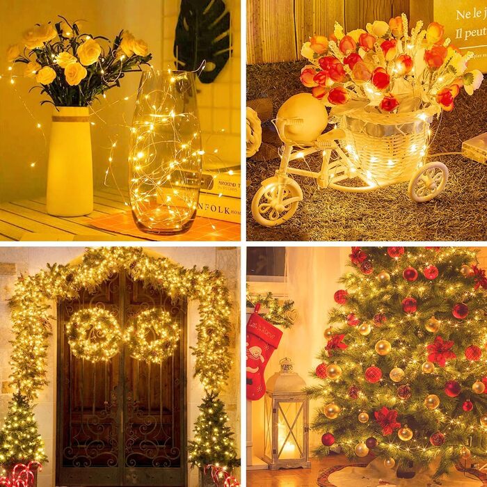 Світлодіодні гірлянди з акумулятором маленькі, 2M 20LED срібний дріт міні-гірлянди з акумулятором, мікро-гірлянди дріт водонепрони