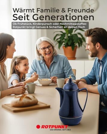 Ізольований графин ROTPUNKT 1 л - кавник преміум-класу, виготовлений у Німеччині Зберігає напої гарячими до 24 годин Ізольований графин для кави та чаю (Sema 911, Sparkling Nightsky)