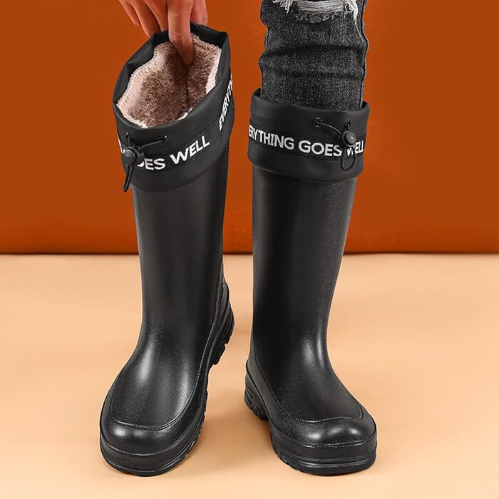 Чоловічі гумові чоботи до литок, водонепроникні, нековзні, гумові, чоботи для чоловіків, зручні, для садівництва, рибальства, для подвір&39я, ферми, на природі, для роботи, з регульованим шнурком, чорні