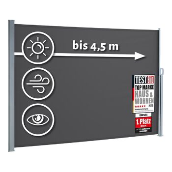 Бічний тент empasa Start 2.0, сонцезахисний екран, вітрозахисний, розсувний тент для саду, балкону та тераси, з підставкою, колір антрацит, розмір 160 x 450 мм