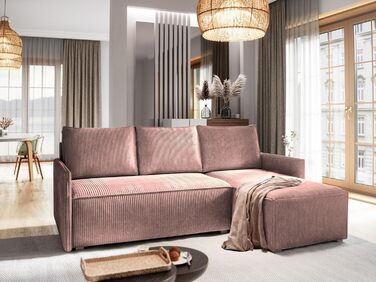 Кутовий диван Masseno PERUSI з функцією сну, L-подібна форма, класичний диван з місцем для зберігання, диван для вітальні, кушетка, диван-ліжко, комплект диванів - Бузковий, POSO 130