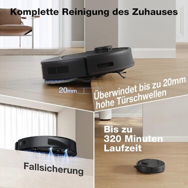 Універсальний вакуумний робот з функцією миття підлоги, потужність всмоктування 10 000 Па, технологія ZeroTangle 2.0, очищення кра