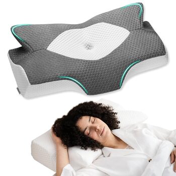 Ортопедична подушка для шиї Elviros з піни з ефектом пам&39яті, ергономічна подушка для голови для полегшення болю в шиї, для сну на спині, боці та животі, яку можна прати, прохолодна наволочка, 64(11,5/13)40 см темно-сіра 64(11,5/13)40 см