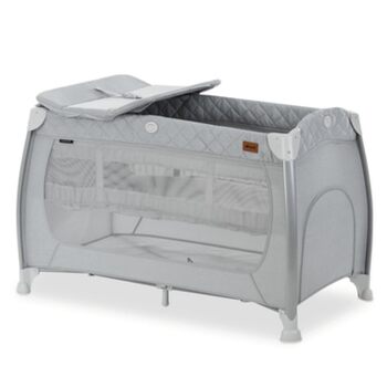 Дорожнє ліжечко Hauck Play N Relax Center з пеленальною підкладкою, регульованою висотою та боковим входом - Стьобаний сірий