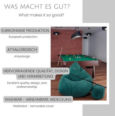 Крісло-мішок з пуфом, чорний, 95x95x120 см - XXL Крісло-мішок для дорослих з наповнювачем - Меблі для спальні та вітальні - Оксамитові крісла-мішки для дому - Крісло-мішок - Шезлонг, 95 x 95 x 120 см, чорний