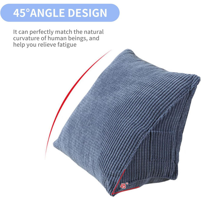 Трикутна подушка Irishom, зручна подушка для читання з кишенею на блискавці, трикутна клиноподібна подушка, невелика подушка для підтримки спини, подушка для офісу, дому, ліжка, дивана, 14,17 * 7,87 * 15,74 дюйма, кава
