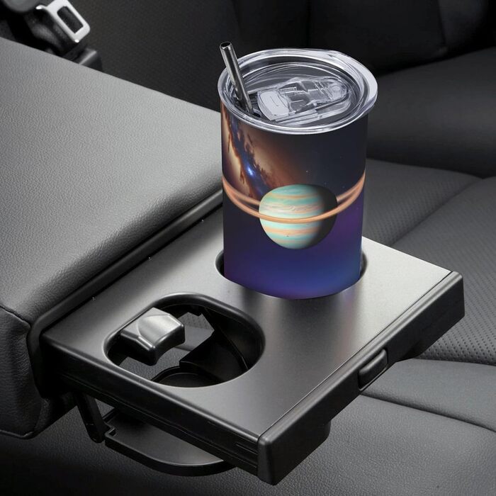 Кухоль з прямою трубочкою, дизайн Космічний Сатурн, принт, дорожній кухоль, підходить для кемпінгу, офісу та дому, 590 мл