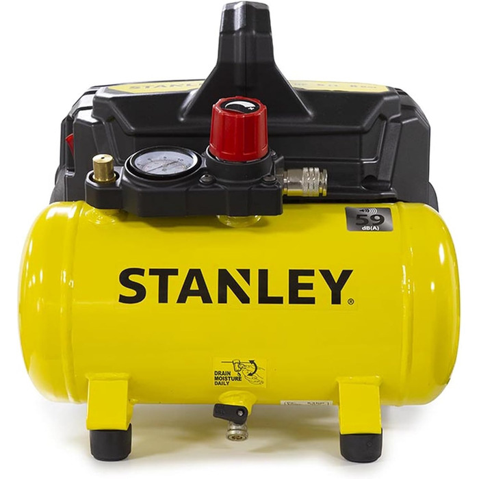Компресор Stanley DN200/8/6 - Повітряний компресор 8 бар - Підлоговий компресор з ємністю бака 6 л - Безмасляний всмоктувальний ко