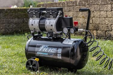 Малошумний мобільний повітряний компресор FIAC SUPERSILENT 24, безмасляний, максимальний тиск 8 бар, 1 к.с., 24-літровий бак, ріве