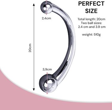 Анальний плаг Future of Your Pleasure, з нержавіючої сталі, 20 см, подвійний діаметр 2,4–3,9 см, 510 г