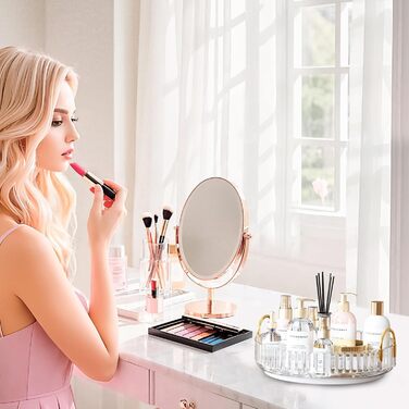 Органайзер для косметики MOACC, обертовий на 360, органайзери для макіяжу для туалетного столика, система зберігання засобів догляду за шкірою, 1 шар, прозорий