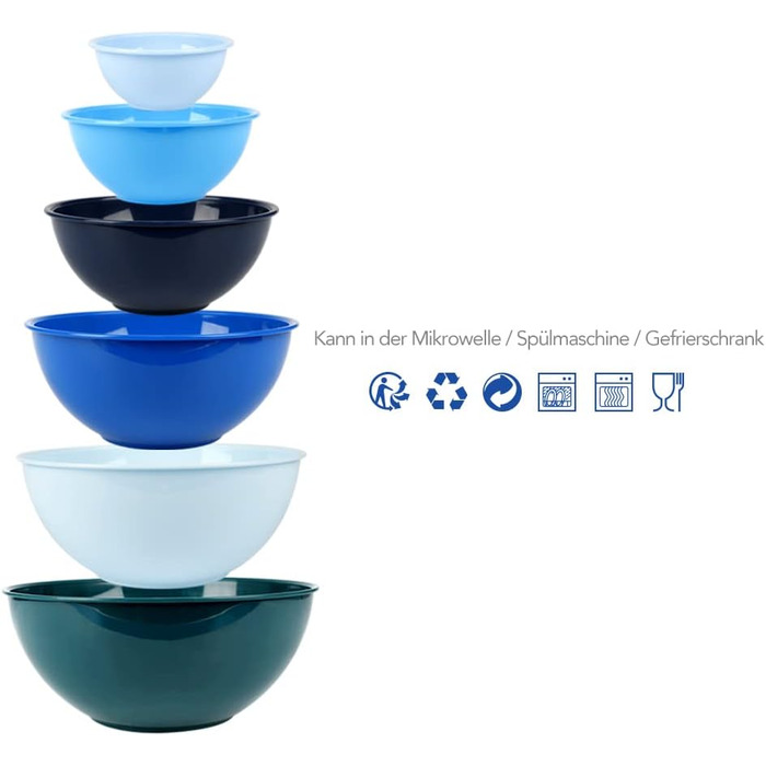 Набір мисок для змішування BoxedHome з кришками, миски для змішування, упаковка з 12 мисок для змішування, пластикова салатниця Не