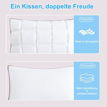 Подушка YOUR MOON 40x80 см Мяка та зручна готельна подушка для сну на боці та спині Подушка з 3D стьобаним дизайном, дихаюча бавовняна подушка, сертифікована Oeko-TEX, біла 40 x 80 см