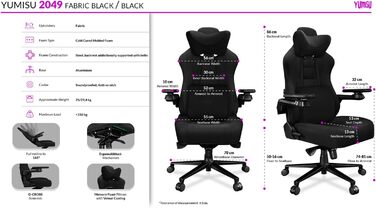 Офісне крісло Геймерське крісло Чорне - Геймерське крісло з подушкою з піни з ефектом пам&39яті з велюру - Тканинне геймерське крісло з підлокітниками D-Cross - Геймерське крісло з безшумними гумовими колесами - Комп&39ютерне крісло 150 кг Чорне тканинне 