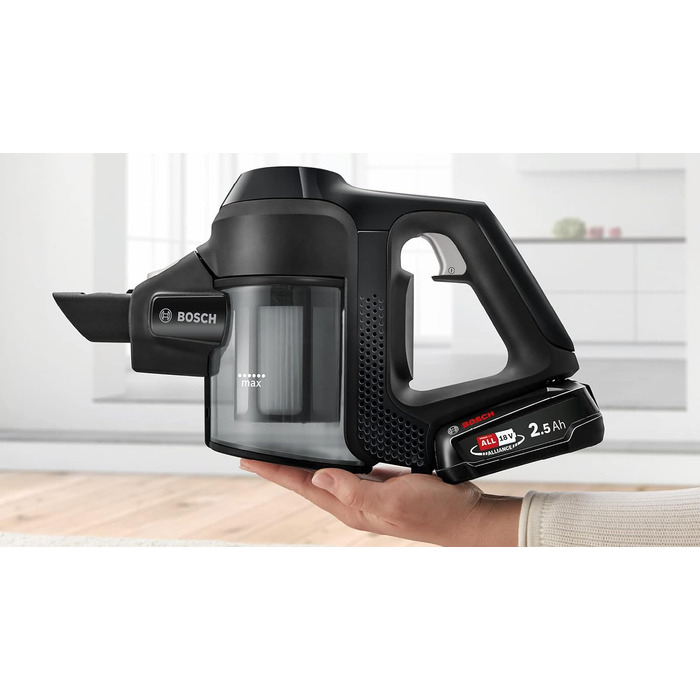 Акумуляторний багатофункціональний пилосос BOSCH BBS611BSC, чорний вбудований ручний пилосос, 2 швидкості, до 30 хв роботи