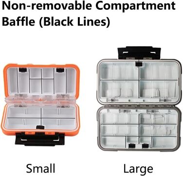 Коробка для рибальських снастей, водонепроникний органайзер для рибальських аксесуарів з подвійною застібкою для рибальських гачків, ювелірних намистин, сережок, ключів, 2 шт. и (великий помаранчевий великий сірий)