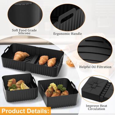 Аерофритюрниця VnkloMes з силіконовою формою для Ninja Foodi AF500EU 10.4 л, фритюрниця з силіконовою формою, багаторазова, аксесуари для силіконової форми для фритюрниці AF500EU
