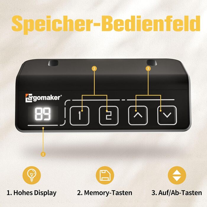 Рама столу ERGOMAKER з регулюванням висоти, функцією пам&39яті та плавним пуском/зупинкою, 2-рівнева телескопічна регульована по висоті рама столу, електрична рама столу (білого кольору), рама з одним двигуном, білий колір