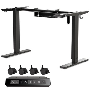 Електричний стіл для роботи сидячи та стоячи, електрична рама з потужним двигуном, функцією пам&39яті та запобігання зіткненням, порти USB-A та Type-C, регулювання висоти (70119 см), K2303