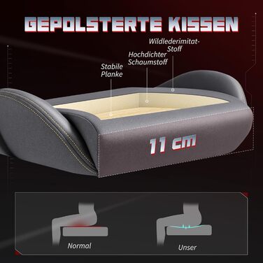 Ігрове крісло HOMCOM, ергономічне ігрове крісло зі штучної замші з поперековою опорою, підставкою для ніг, підголівником, ігрове крісло з 3D-підлокітниками, офісне крісло з регульованою висотою, темно-сіре