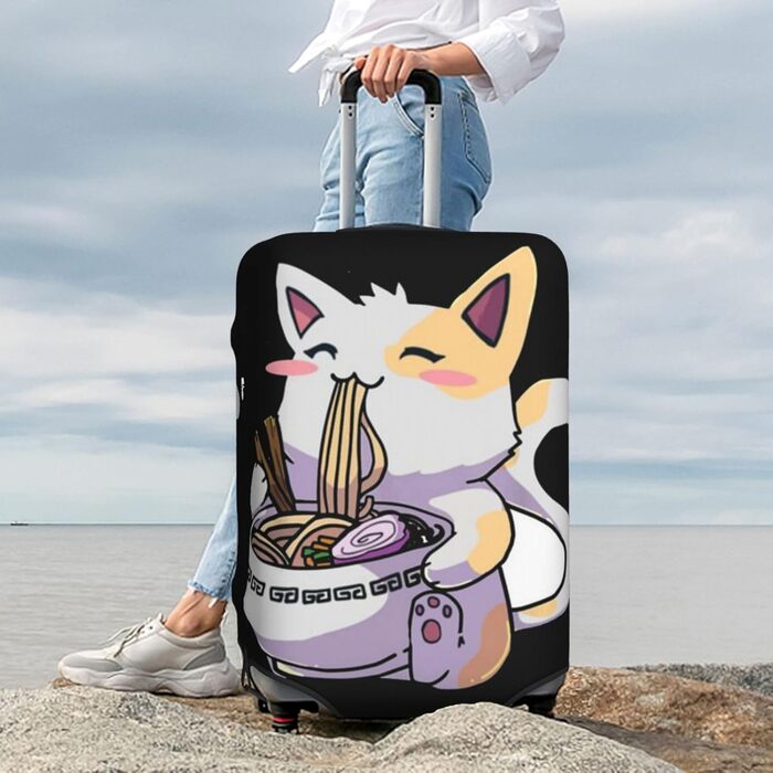 Чохол для валізи ZORIN, аніме-стиль Котик їсть рамен, захисний, водостійкий, для валіз розміром 45.7 - 81.3 см (XL)