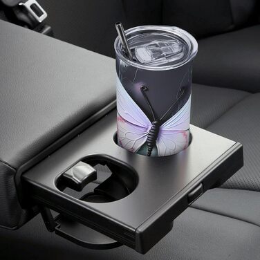 Кухоль з прямою трубочкою, 590 мл, білий метелик, принт, дорожній кухоль, підходить для кемпінгу, офісу та дому