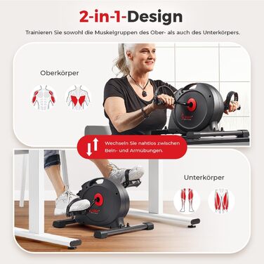 Розумний мінівелотренажер Sunny Health & Fitness для рук та ніг, чорний