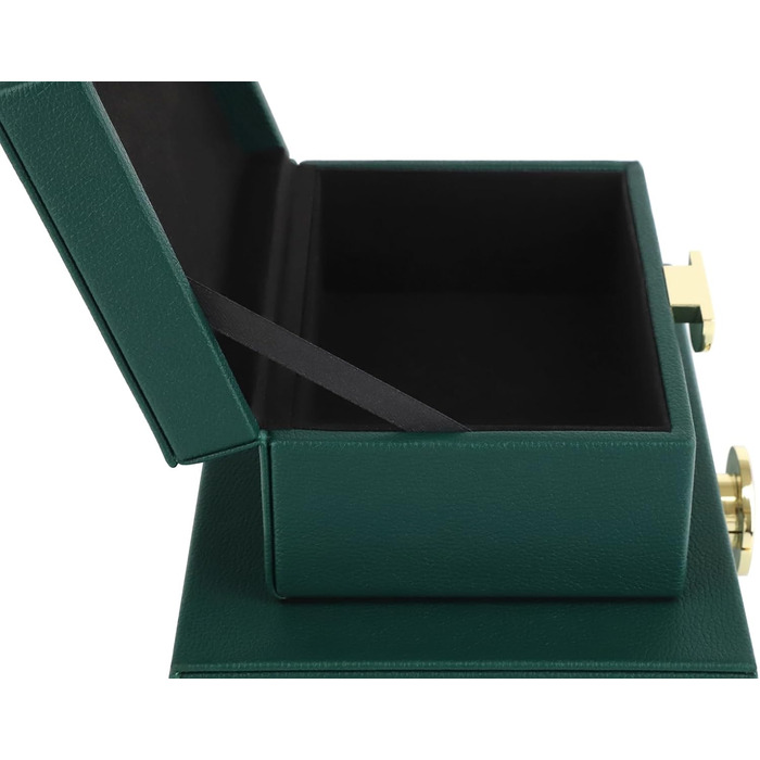 Шкатулки для ювелірних виробів HofferRuffer зі штучної шкіри, декоративні шкатулки, шкатулки для зберігання, органайзери для аксесуарів із золотистою фурнітурою, класична веганська шкіра, набір з 2 шт. (зелений)
